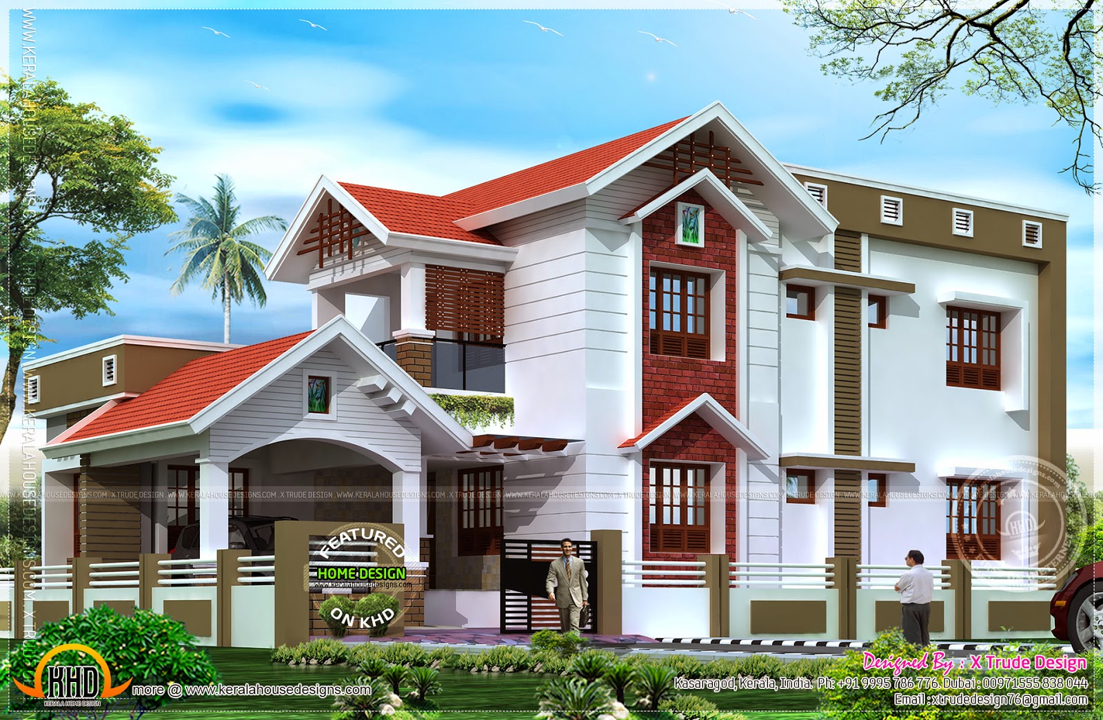 2401 square feet nice house  renderings Kerala home  