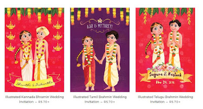 Illustrated Indian bhramin wedding card online