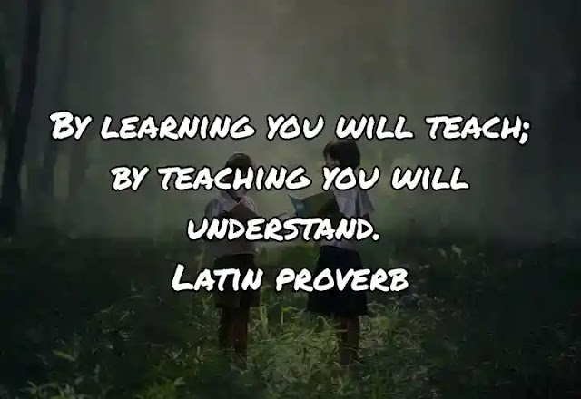 By learning you will teach; by teaching you will understand. Latin proverb