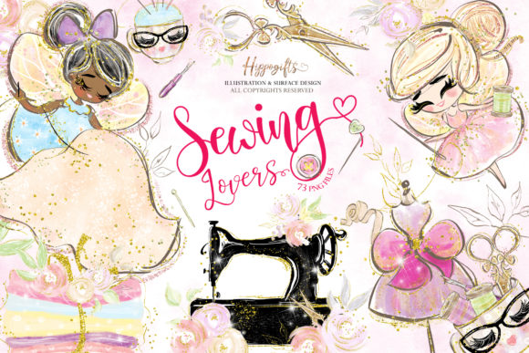 Sewing Lovers and Fairies Clipart