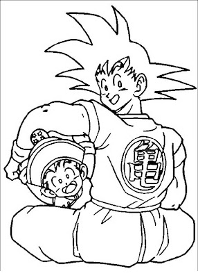 Goku con Gohan para colorear