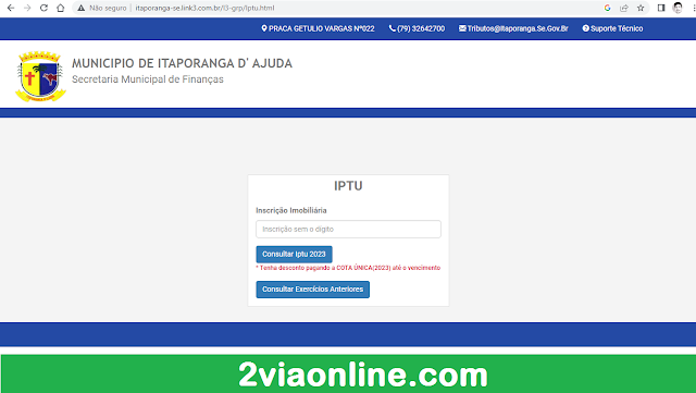 2Via IPTU Itaporanga-SE