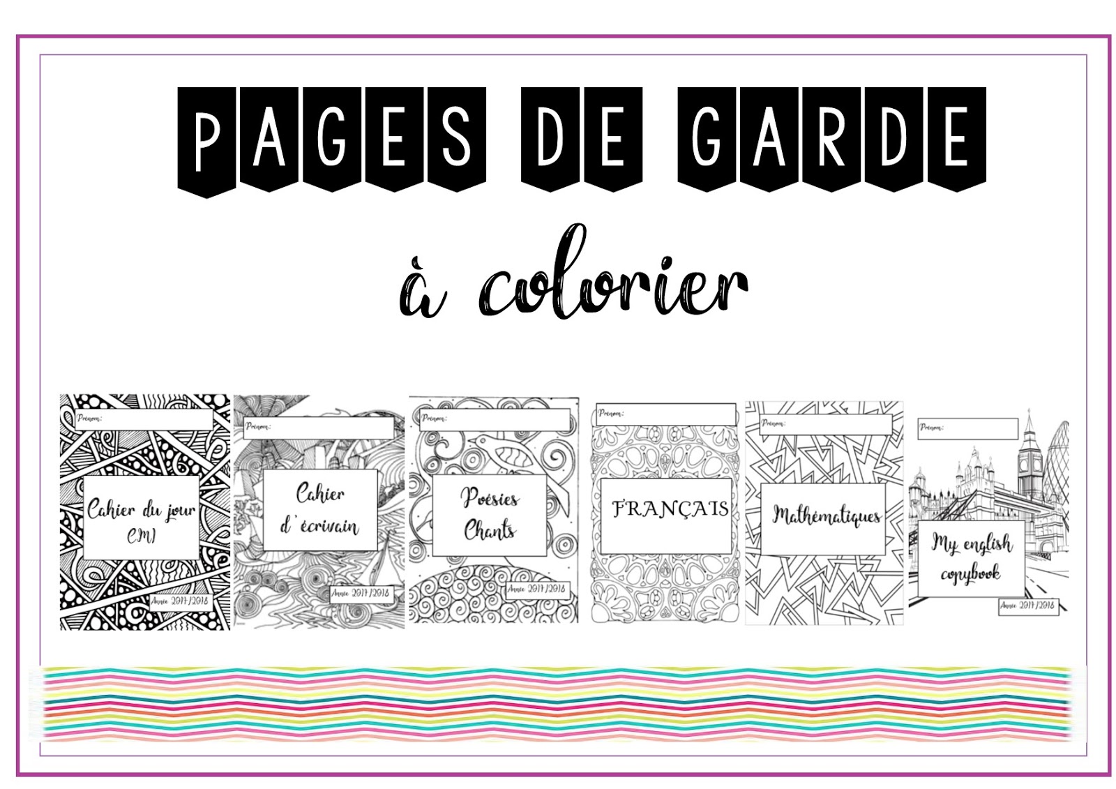 La Classe De Virginia Les Pages De Garde A Colorier