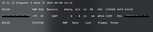 Running airodump-ng targeted at a specific channel and BSSID