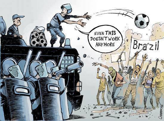 Funny Brazilian Protests Football Cartoon   Brazil   Even this doesn't    football brazil cartoon