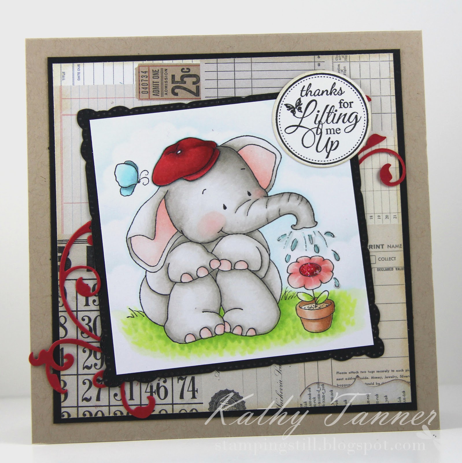 whimsy stamps, Jelly Bean's flower, crissy armstrong, elephant