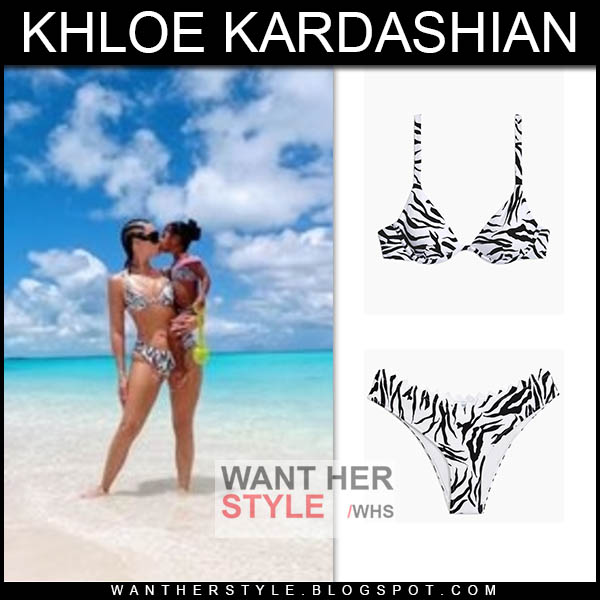Khloe Kardashian in zebra print bikini