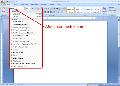 Mengatur huruf di Microsoft Word