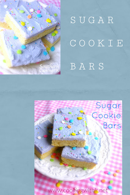 Sugar Cookie Bars, soft tender cookie dough baked in a sheet pan, frosted with vanilla buttercream, taste just like the classic sugar cookie.