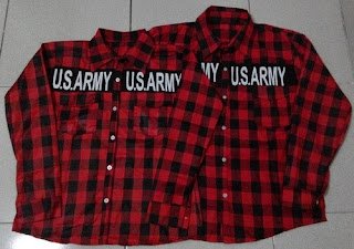 jual baju couple Kemeja Army Square murah