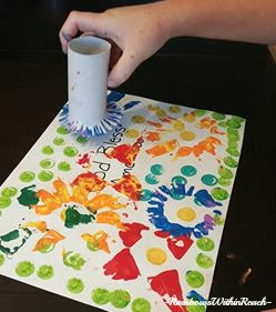 Preschool Art Process Painting for Patriotic Fireworks 