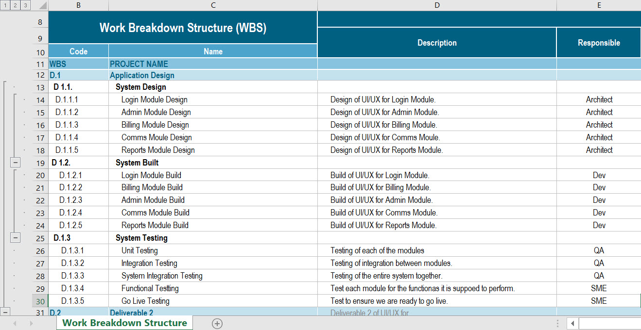 How To Create A Work Breakdown Structure Wbs Template Project Management Templates