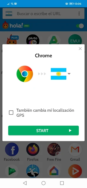 Hola VPN Funcionalidad en Android