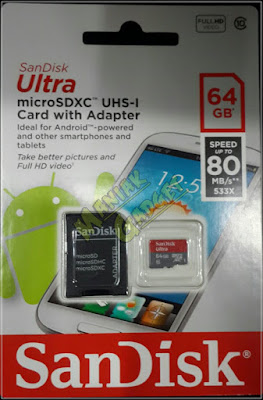 Jual Sandisk Ultra microSDHC / micro SD 64 GB Class 10 UHS-I 80 MB/s Murah Garansi Baru Original