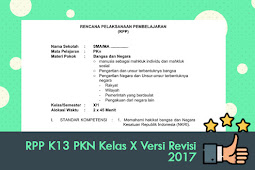 RPP K13 PKn Kelas X Versi Revisi 2017