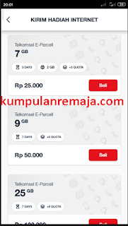 harga dan paket E-Parcel telkomsel