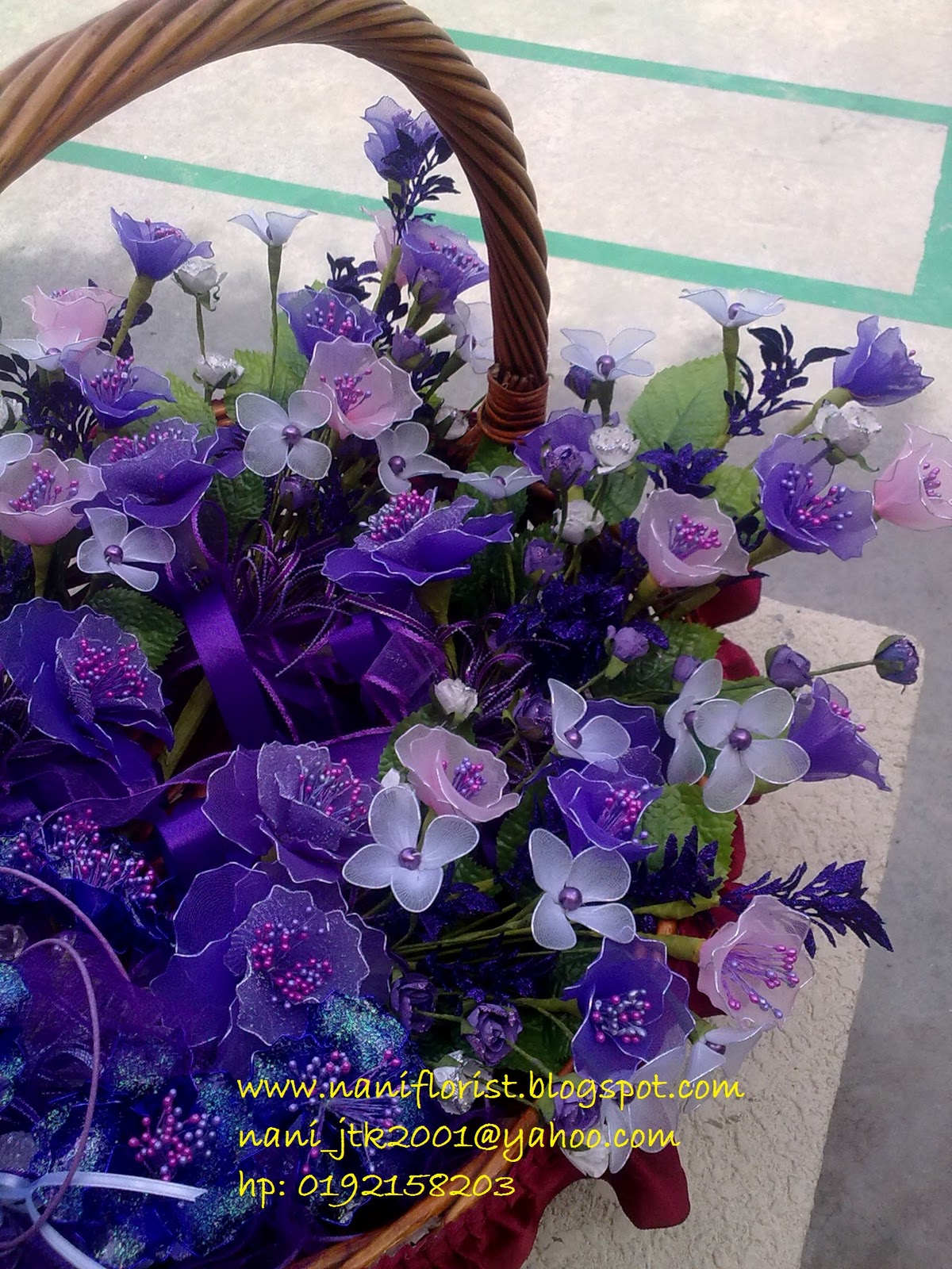 Nani Florist GUBAHAN  BUNGA  DULANG HANTARAN PURPLE WHITE PINK