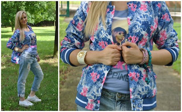 outfit jeans boyfriend e bomber stampa fiori boyfriend jeans outfit and floral print bomber outfit giugno 2016 outfit estivi june outfit mariafelicia magno fashion blogger colorblock by felym fashion blog italiani fashion blogger italiane blogger italiane di moda blonde girls blondie ragazze bionde 