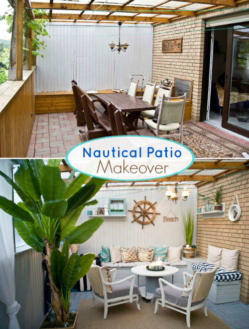 Nautical Beach Patio Makeover | Before and After Pictures ...