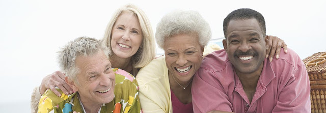 Group of older generation baby boomers enjoying life