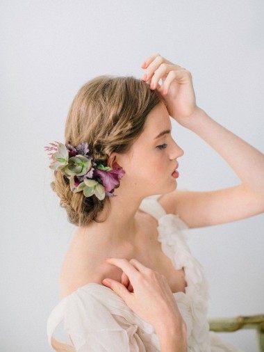 Soft Side Up Do with Wild Flowers