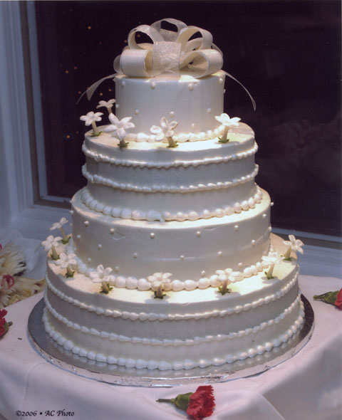 Wedding Cake Decorated With Pearls