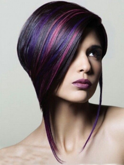 Moda Cabellos Pelo Negro Con Mechas De Color 2015