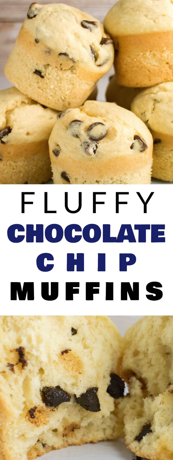 FLUFFY and EASY to make Chocolate Chip Muffins! This homemade recipe is my family's favorite! It makes delicious, moist muffins that are filled with chocolate chips! Make these light tasting yummy
