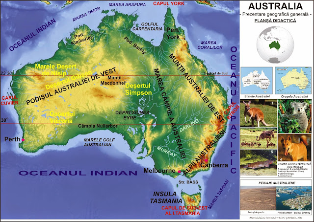 GEOGRAPHIA ONLINE: AUSTRALIA - PLANȘĂ DIDACTICĂ