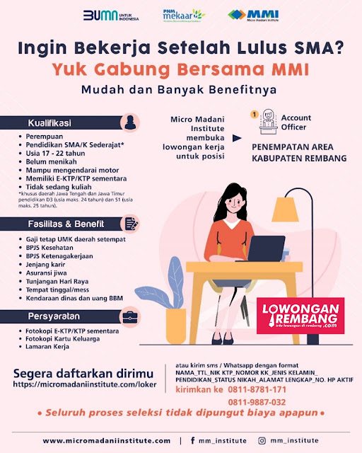 Lowongan Kerja Account Officer BUMN Micro Madani Institute Penempatan Kabupaten Rembang