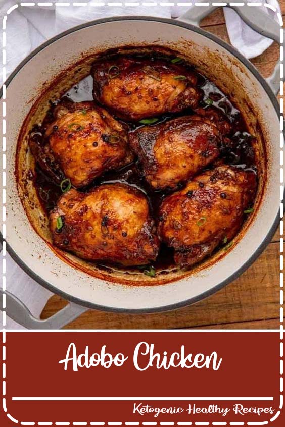 Adobo Chicken is a classic Filipino recipe cooked in soy sauce, garlic, vinegar and peppercorns that makes the most delicious braised chicken ever. #adobochicken #chicken #braisedchicken #filipinorecipes #filipinofood