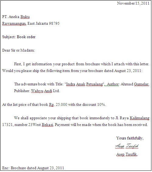 Annaas_pamungkas: Order Letter of English Business Letter