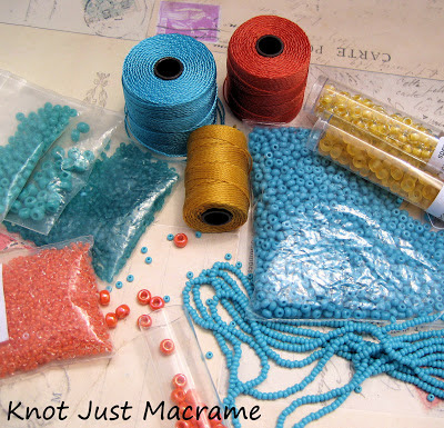 Superlon bead cord and glass seed beads