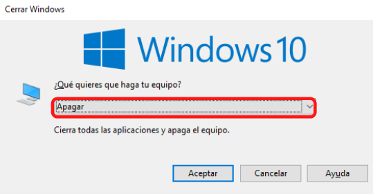 Apagar Laptop Windows 10