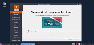 Bienvenido al instalador Arcolinux (Calamares)