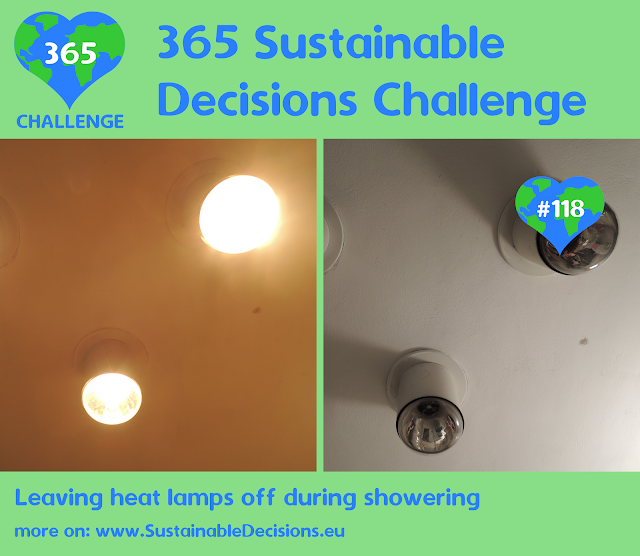 Leaving heat lamps off during showering saving energy