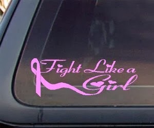 Pink Ribbon Fight Like a Girl Breast Cancer Car Decal / Sticker 