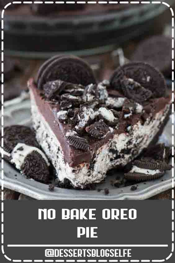 Easy to make no bake oreo pie with oreo crust! Gluten free option and only 8 ingredients, people LOVE this oreo pie! #DessertsBlogSelfe #oreopie #nobakeoreopie #SummerDesserts #oreo