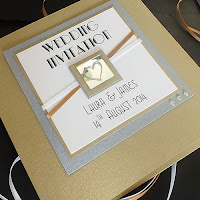 Gatsby wedding invite in gold and pewter
