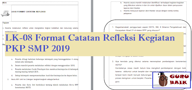 LK-8 Laporan Catatan Refleksi Kegiatan Pembelajaran PKP SMP 2019 Mapel