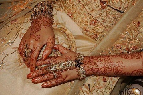 Indian Mehndi on the hands and feet