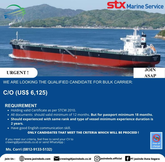 Looking for Crew Ship C/O, Oiler Bulk Carrier January 2024