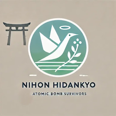 Here is a symbolic logo concept for Nihon Hidankyo, featuring a minimalist design with elements like a paper crane and an olive branch to represent peace. It incorporates soft colors to convey healing and remembrance, along with subtle references to Japan's identity. This modern, dignified design captures the essence of the organization's mission for nuclear disarmament and hope for the future