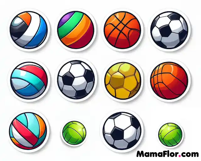 Pelotas de Fútbol, Vóley, Básquet, Tenis - Cliparts, Stickers, Vectores