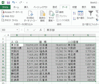 指定した範囲で並べ替えられました