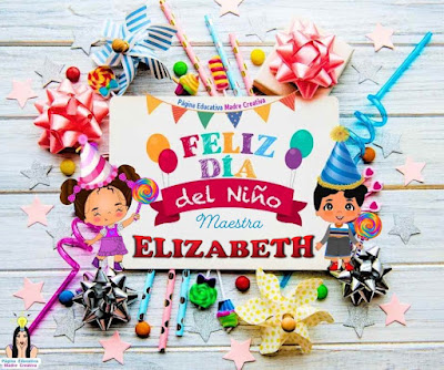 Solapín Maestra Elizabeth - Feliz Día del Niño para imprimir PIN