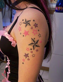 beautiful colorful stars tattoos on hand for women