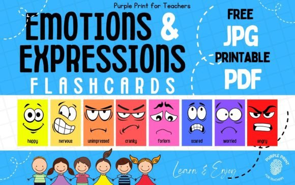 Crella Emotions and Expressions Flash Cards Compatible with Cameo Silhouette Studio, Cricut and other cutting machines for any crafting projects.
