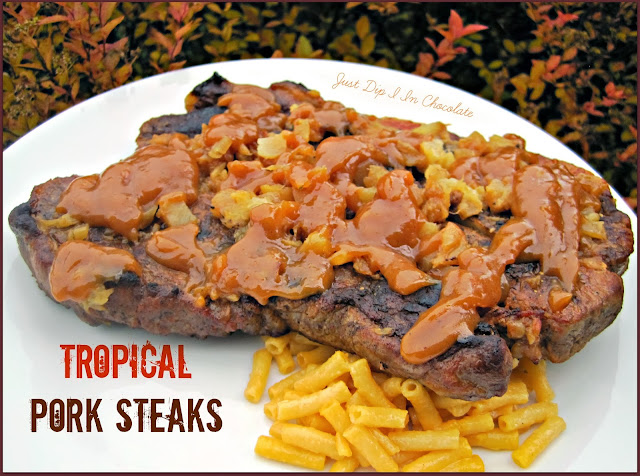 Tropical Pork Steaks Recipe, when the days get cold nothing will warm you up and bring you to a tropical paradise than these delicious pork steaks, juicy in the inside, perfectly seared and covered in a sweet tropical sauce! Yumm