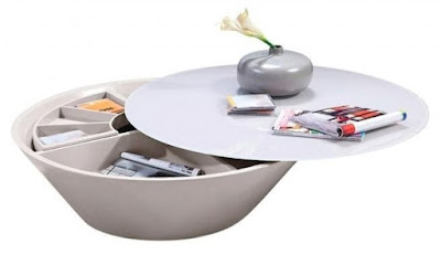 Modrest Pepper, This Coffee Table Has Storage When You Swivel Away The Top Slab Of The Table From The Base